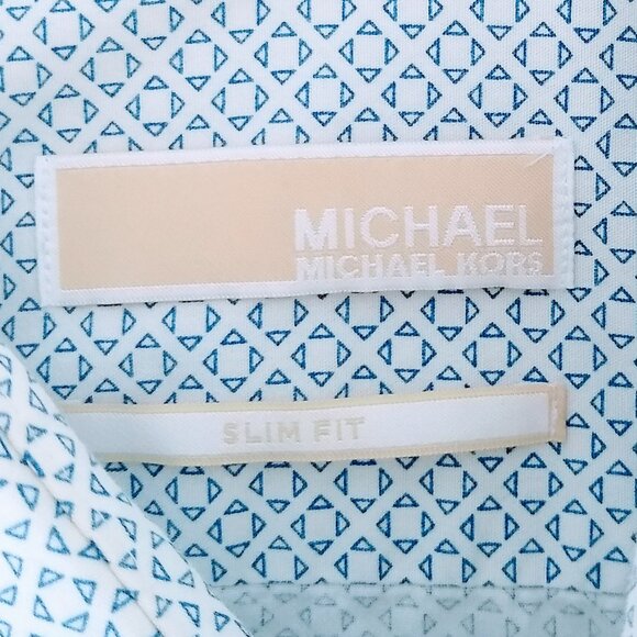 MICHAEL KORS MEN'S BLUE SLIM FIT SHIRT - Picture 11 of 13